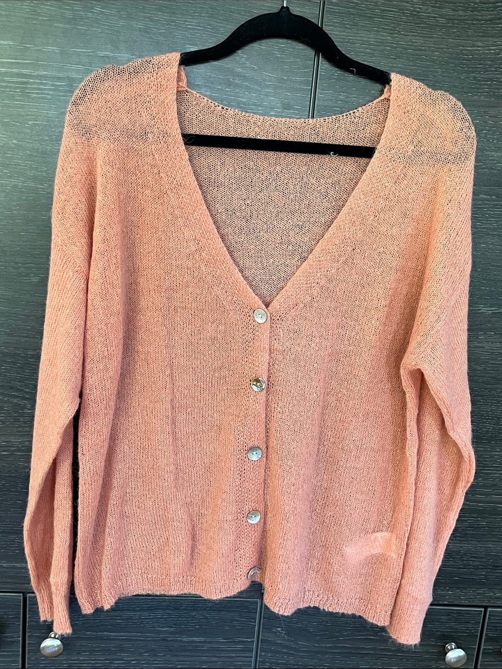 NWOT Apricot Coloured Mohair Cardigan L